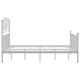 Bed Frame White Powder-Coated Metal Double Durable Bed Frame 324854