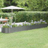 Garden Raised Bed Galvanised Steel 440x80x36 cm Grey 318934