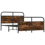 Metal Bed Frame without Mattress Smoked Oak 140x200 cm 3318636
