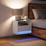 ZNTS Wall-mounted Bedside Cabinet with LED Lights White 852061