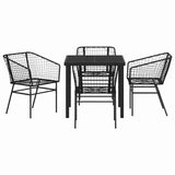 Garden Dining Set 5 pcs Black Poly Rattan 3380891