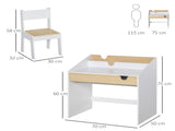 Kids Desk and Chair Set 2 Pieces Children Study Table with Storage Pull-Out Drawer Bookshelf for 3-6 T3398P421977