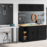 Garage Cabinets 2 pcs Black Engineered Wood 3328261