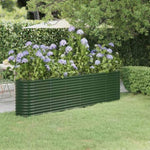 ZNTS Garden Raised Bed Powder-coated Steel 260x40x68 cm Green 318903