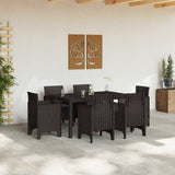 Garden Dining Set 7 pcs Brown Polt rattan 3378560