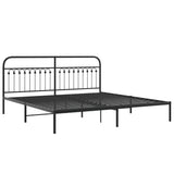 Metal Bed Frame without Mattress with Headboard Black 193x203cm 376606