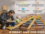 Toddler Climbing Frame for Kids, with Ramp, 3-in-1 Wooden Pikler Triangle Set for 18-48 Months, T3398P379002
