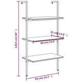 3-Tier Leaning Shelf Light Brown and Black 64x35x120.5 cm 336379