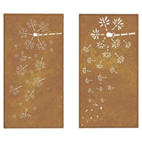 Garden Wall Decorations 2pcs 105x55cm Corten Steel Flower Design 824495
