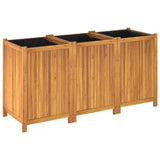 Garden Planter with Liner 150x50x75 cm Solid Wood Acacia 366446