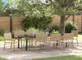 Garden Dining Set with Cushion 9 pcs Beige Poly Rattan 3379722
