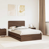 Bed Frame with Drawer Brown Oak 135 x 190 cm Engineer Wood 3412608
