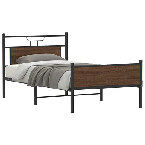 Bed Frame without Mattress Brown Oak 107x203 cm Engineered Wood 4107030
