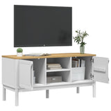 TV Cabinet "FLORO" White 114x43x55 cm Solid Wood Pine 374015