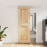 Sliding Door Natural and White 70 x 210 cm Solid Pine Wood 3444957