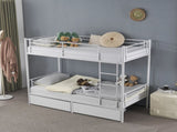 Twin Over Twin Bunk Bed with Two Storage Drawers & Full-Length Guard Rail, Heavy Duty Metal Bunk Bed 89933334