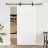 Sliding Door White and Black 93 x 202 cm Solid Pine Wood 3333515