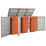 Triple Wheelie Bin Shed 207x77.5x112.5 cm Stainless Steel 149564