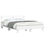 Bed Frame White Engineered wood King Size Durable Bed Frame 3207413