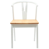 Dining Chair 2 pcs White and Natural Solid Rubber Wood 42020407
