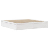 Bed Frame with Headboard White 200x200 cm Solid Wood Pine 3307072