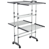 2-Tier Laundry Drying Rack with Wheels Silver 60x70x106 cm 344377