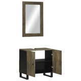 2 Piece Bathroom Furniture Set Black Solid Wood Mango 3310000