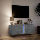 TV Wall Cabinet with LED Lights Concrete Grey 100x31x35 cm 852267