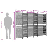 Room Divider 6 Panels Grey Poly Rattan 365386