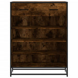 Shoe Cabinet Smoked Oak 75x38x97.5 cm Engineered Wood and Metal 3300877