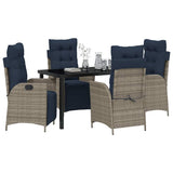 Garden Dining Set with Cushion 5 pcs Grey and Black Rattan 3380584