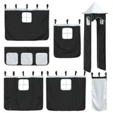 Kids' Loft Bed with Tower White&Black 80x200 cm Solid Wood Pine 3309125