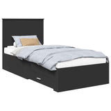 Bed Frame Black and Silver 75 x 190 cm Engineered Wood 3409713