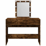 Dressing Table with LED Smoked Oak 100x40x130 cm 848196