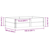 ZNTS Garden Planter Grey 150x100 cm Solid Wood Pine 3295417