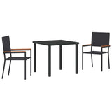 Garden Dining Set with Cushion 3 pcs Black Poly Rattan 3379702