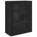 Highboard with Drawer 2 pcs Black Oak Engineered Wood and Glass 3416221