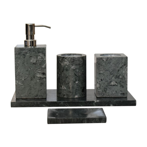 Set of 5 Green Marble Bathroom Set IN1872