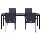 Garden Dining Set 5 pcs Black Powder-Coated Steel 3379407
