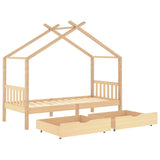 Kids Bed Frame with Drawers Solid Pine Wood 90x200 cm 322147