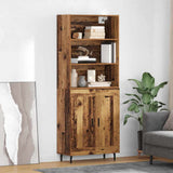 Highboard Old Wood 69.5 x 34 x 180 cm Engineered Wood and Glass 3415778