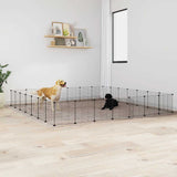 28-Panel Pet Cage with Door Black 35x35 cm Steel 3114026