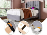 Upholstered Single with USB and Type-C Charging, Frame with Wooden Slatted Frame, Teenager N601P288477G