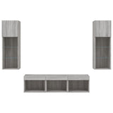 5 Piece TV Wall Units with LED Grey Sonoma Engineered Wood 3216602