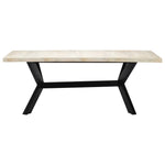 ZNTS Dining Table White 200x100x75 cm Solid Mango Wood 247428