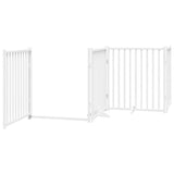 Dog Gate with Door Foldable 8 Panels White 640 cm Poplar Wood 3155734