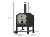 Steel 3-Tier Outdoor Pizza Oven Charcoal BBQ Grill, Black T3398P323897