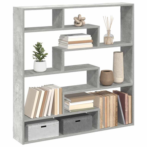 ZNTS Wall Cube Shelf 7 Compartments Concrete Grey Engineered Wood 860025