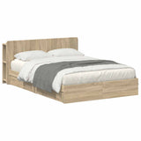 Bed Frame with Storage Sonoma Oak 150 x 200 cm Engineered Wood 3433591