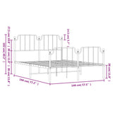 ZNTS Metal Bed Frame with Headboard and Footboard White 140x190 cm 373954